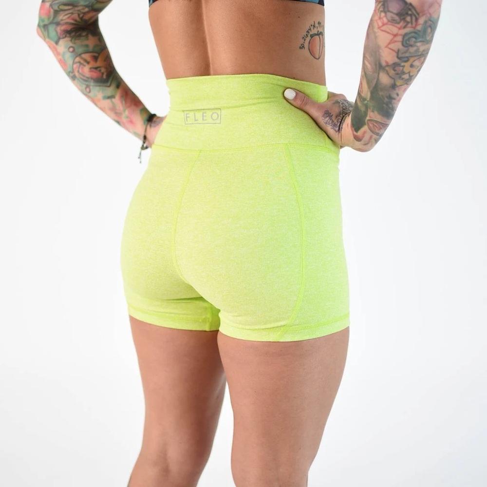 FLEO True High Contour Acid Lime Shorts